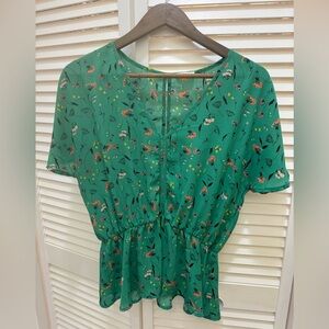 Green, Sienna Sky floral blouse: Medium